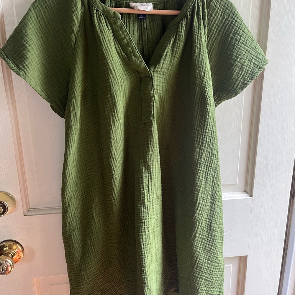 Green Gauze Swing Dress